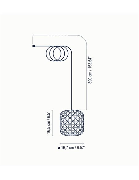 Nans pendant light - Bover - Outdoor light, Hand-woven synthetic fibre lampshade, Extra-long cable 390 cm