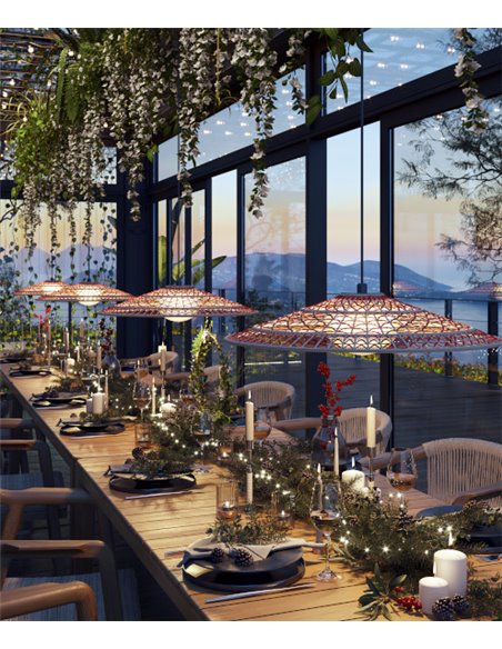 Nans ceiling pendant light - Bover - Outdoor light, Hand-woven synthetic fibre lampshades, Dimmable LED Triac