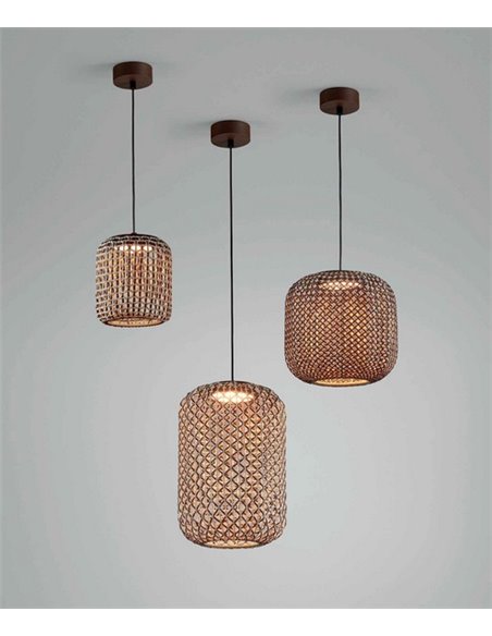 Nans ceiling pendant light - Bover - Hand-woven synthetic fibre lampshade, Available in various sizes, Dimmable LED Triac