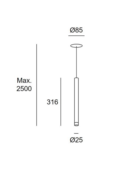 Candle recessed pendant light - LedsC4 - Tube type light in 2 colours and sizes, LED 2700K