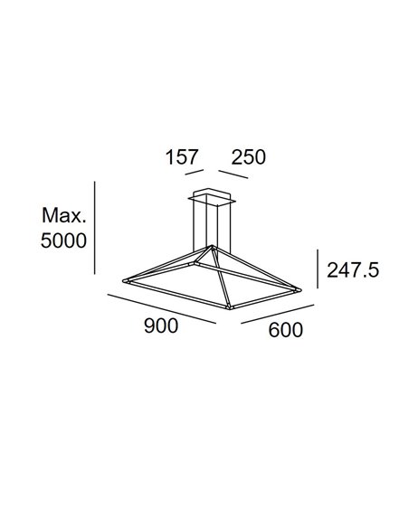 Tubs pendant light - LedsC4 - Metal pendant light black, LED 41W 3000K, Available in 90 cm and 120 cm