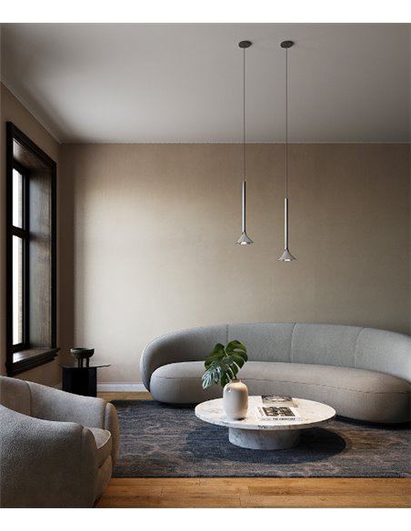 Alive pendant light - LedsC4 - Available in black or chrome, LED 2700K 492 lm