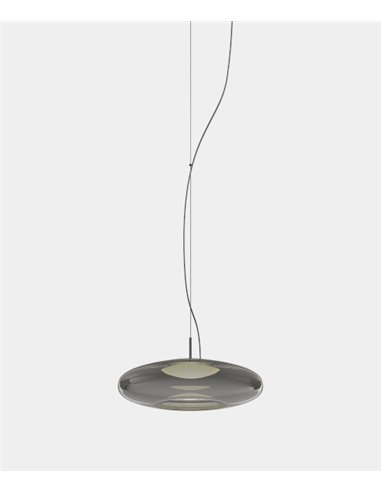 Plat recessed ceiling pendant - LedsC4 - Glass light in green, smoked or amber; Dimmable LED 2700-3000-4000K