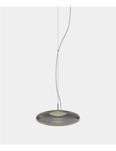 Plat recessed ceiling pendant - LedsC4 - Glass light in green, smoked or amber; Dimmable LED 2700-3000-4000K