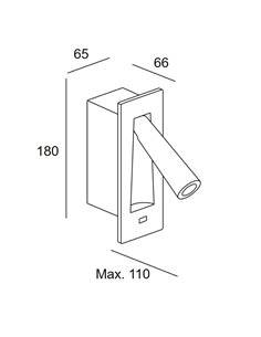 Gamma SR USB recessed wall light - LedsC4 - Reading light with adjustable spotlight, Available in 4 colours, LED 2700K 2