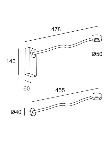 Link Surface wall light - LedsC4 - Reading light touch dimming, LED 2700K, Available in 2 colours
