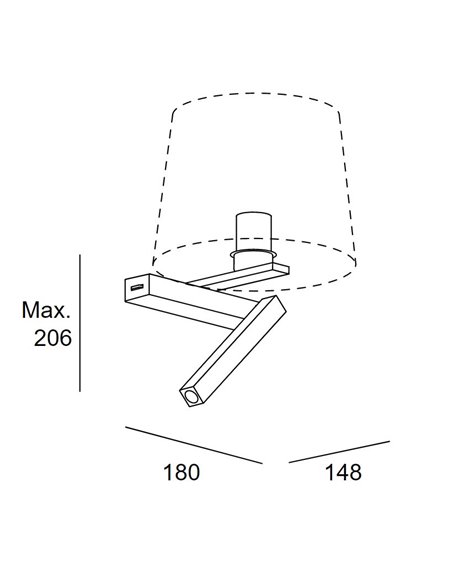 Hall Right wall light - LedsC4 - Reading light with shade, LED+E2700K