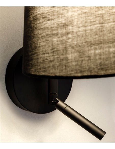 Clip wall light - LedsC4 - Black reading light with 2-colour lampshade, LED 2700K+E27