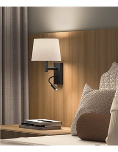 Metrica Extended wall light - LedsC4 - Reading light with LED flexo, White shade