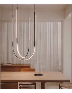 Tubs Modular Triplex Arch Cross pendant light - LedsC4 - DALI dimmable LED light, 2 different types of canopies to chose