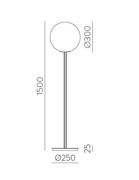 Parma floor lamp - ACB - Ball light in antique gold, Height: 150 cm