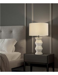 Ibiza table lamp - ACB - Decorative white ceramic light, Lampshade included