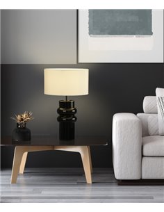 Almería table lamp - ACB - Elegant black ceramic table lamp, lampshade included