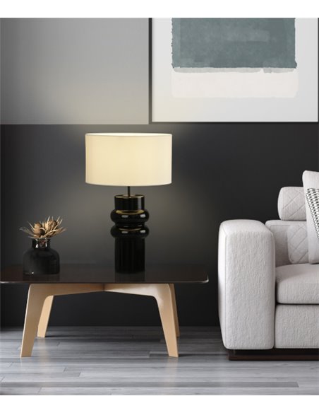 Almería table lamp - ACB - Elegant black ceramic table lamp, lampshade included