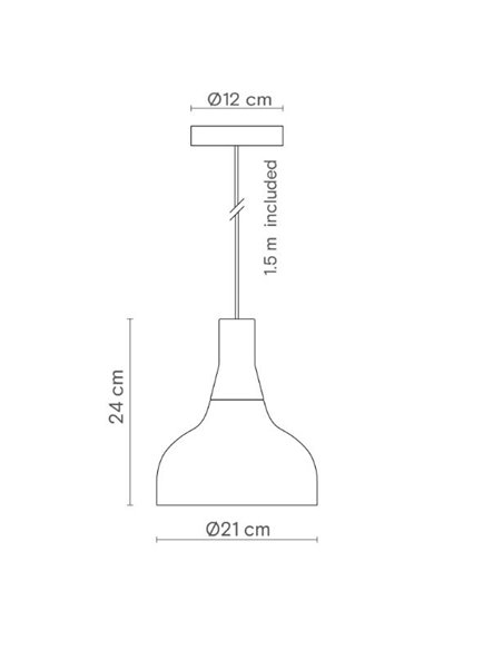 Reiko Cone pendant light - Robin - Modern pendant light in metal and ash, Ø 21 cm