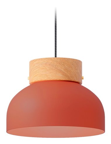 Reiko Flat pendant light - Robin - Modern lamp in 3 colours, Aluminium+natural ash, Ø 21 cm