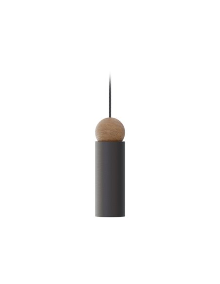 Rocio pendant light - Robin - Minimalist design, Metal structure with ash wood ball, Adjustable height