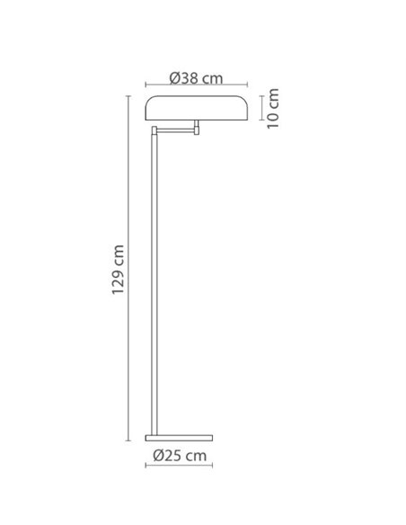 Rea floor lamp - Robin - Modern design in matt black iron, Height: 129 cm