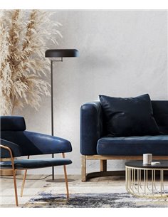 Rea floor lamp - Robin - Modern design in matt black iron, Height: 129 cm