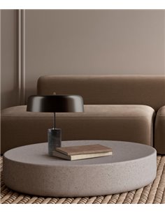 Romina table lamp - Robin - Elegant design with marble base, Black lampshade with golden interior
