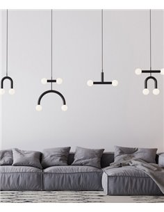 Rigoberta Duo Super Curved ceiling pendant - Robin - Minimalist black lamp, 4xG9 2