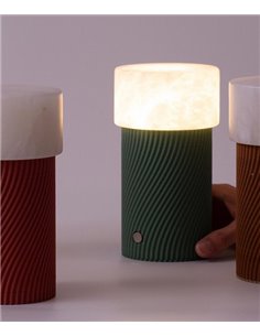 Rizzo portable light - Robin - Modern design made of alabaster and recycled wood, LED 3000K 250 lm, Push dimmable