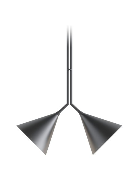 Rubi Duo pendant light - Robin - 2 black conical lampshades with gold interior, 2xG9