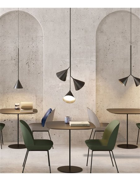 Rubi Mono pendant light - Robin - Minimalist black design, gold interior