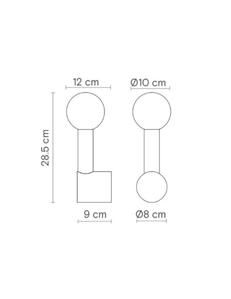 Rigoberta Direct Mono wall light - Robin - Minimalist ball light, Available in 2 finishes