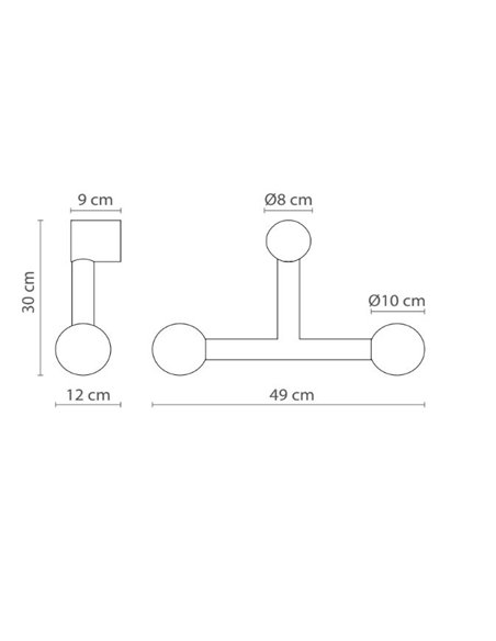 Rigoberta Direct Trio wall light - Robin - Minimalist ball light, 2 lights G9