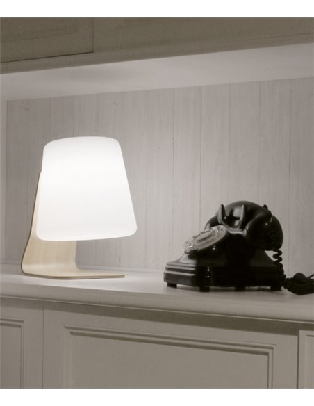 Lámpara de mesa portátil Ibar - Novolux Lighting Exo - Madera de haya, apta para exterior
