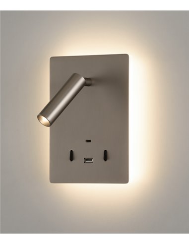 Aplique de pared LED de metal sin cable en 2 acabados 3200K – Manat – ACB Iluminación