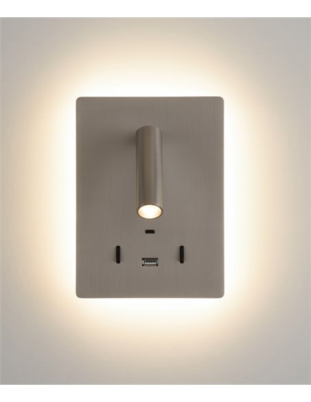 Aplique de pared LED de metal sin cable en 2 acabados 3200K – Manat – ACB Iluminación