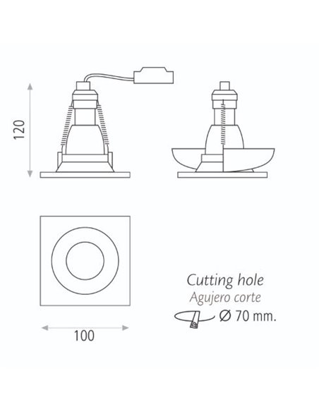 Empotrable de techo en aluminio blanco 1 luz - Waka - ACB Iluminación