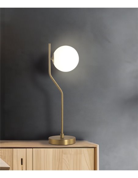 Lámpara de mesa en metal oro viejo y cristal - Maui - ACB Iluminación