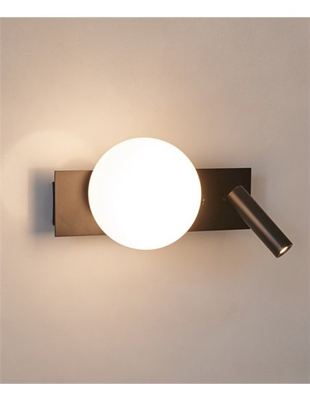 Glos Slim wall light - Luxcambra - Ball lamp with black reader