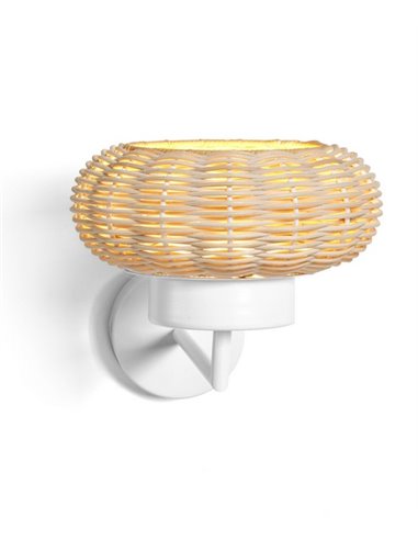 Niuet wall light - Luxcambra - Natural wicker lampshade, white structure