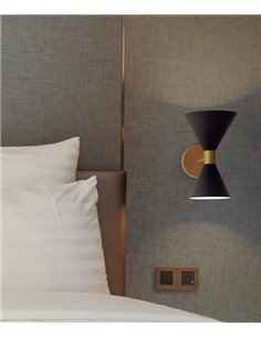 Uec wall light - Luxcambra - Decorative lamp in white or black and gold, 2 lights