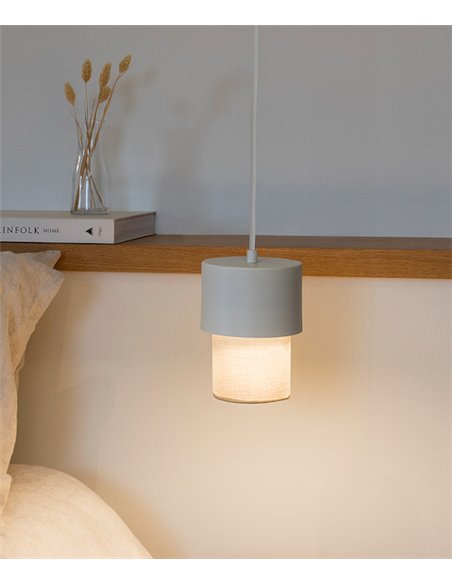 Kan XS pendant light - Luxcambra - Metal and cotonet shade, Ø 11,5 cm