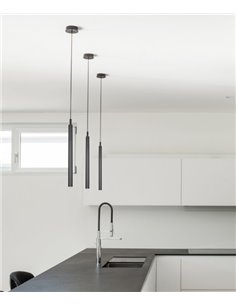 Milos pendant light - Luxcambra - Minimalist black tubular design, LED light