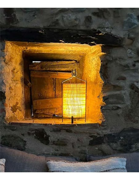 Fanal portable lamp - Luxcambra - Raffia lampshade, rechargeable battery