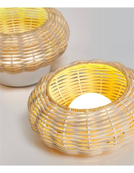Niuet portable lamp - Luxcambra - Hand-woven wicker lampshade, LED outdoor light