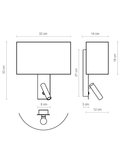 Corba wall light - Luxcambra – Lamp with reader, Cotton shade