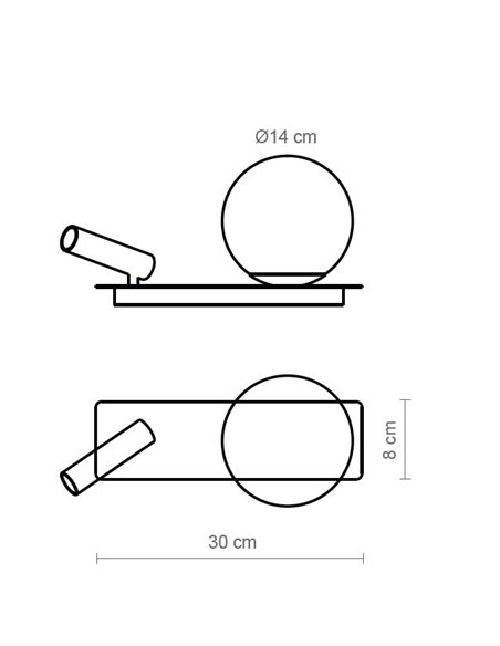 Glos Slim wall light - Luxcambra - Ball lamp with black reader