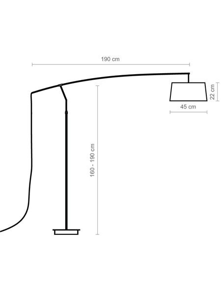 Arco wall light - Luxcambra - Reading lamp, black arch design and white lampshade