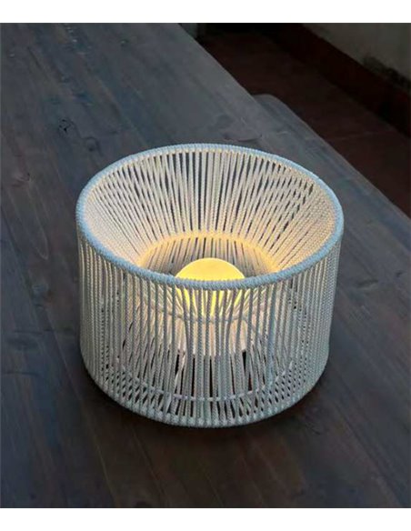 Acapulco portable lamp - Luxcambra - Polyamide rope lampshade, rechargeable battery