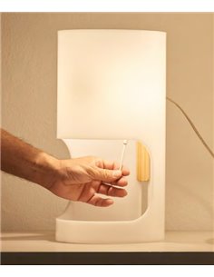 Cilindre table lamp - Luxcambra - Ash frame and white lampshade