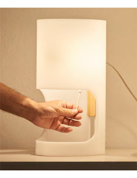 Cilindre table lamp - Luxcambra - Ash frame and white lampshade